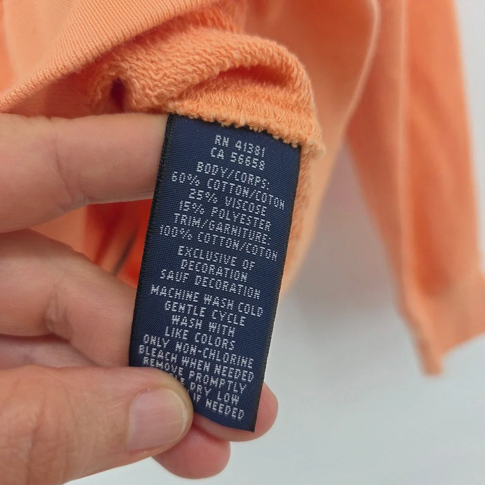 Ralph Lauren Zip Hoodie Large Orange Kids Lightweight Preppy‎ Sporty Casual